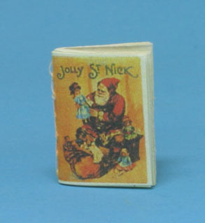 Dollhouse Miniature Jolly Saint Nick, Readable Book, Antique Repro